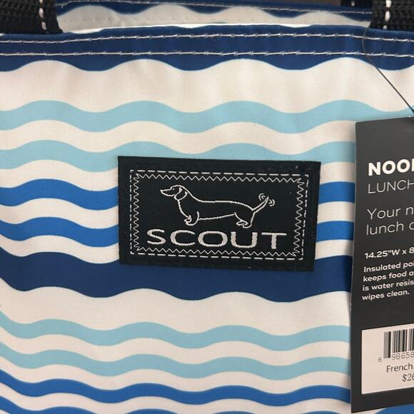 SCOUT Bags Blue Stripes French Waviera Nooner Lunch Box NEW - Picture 3 of 5